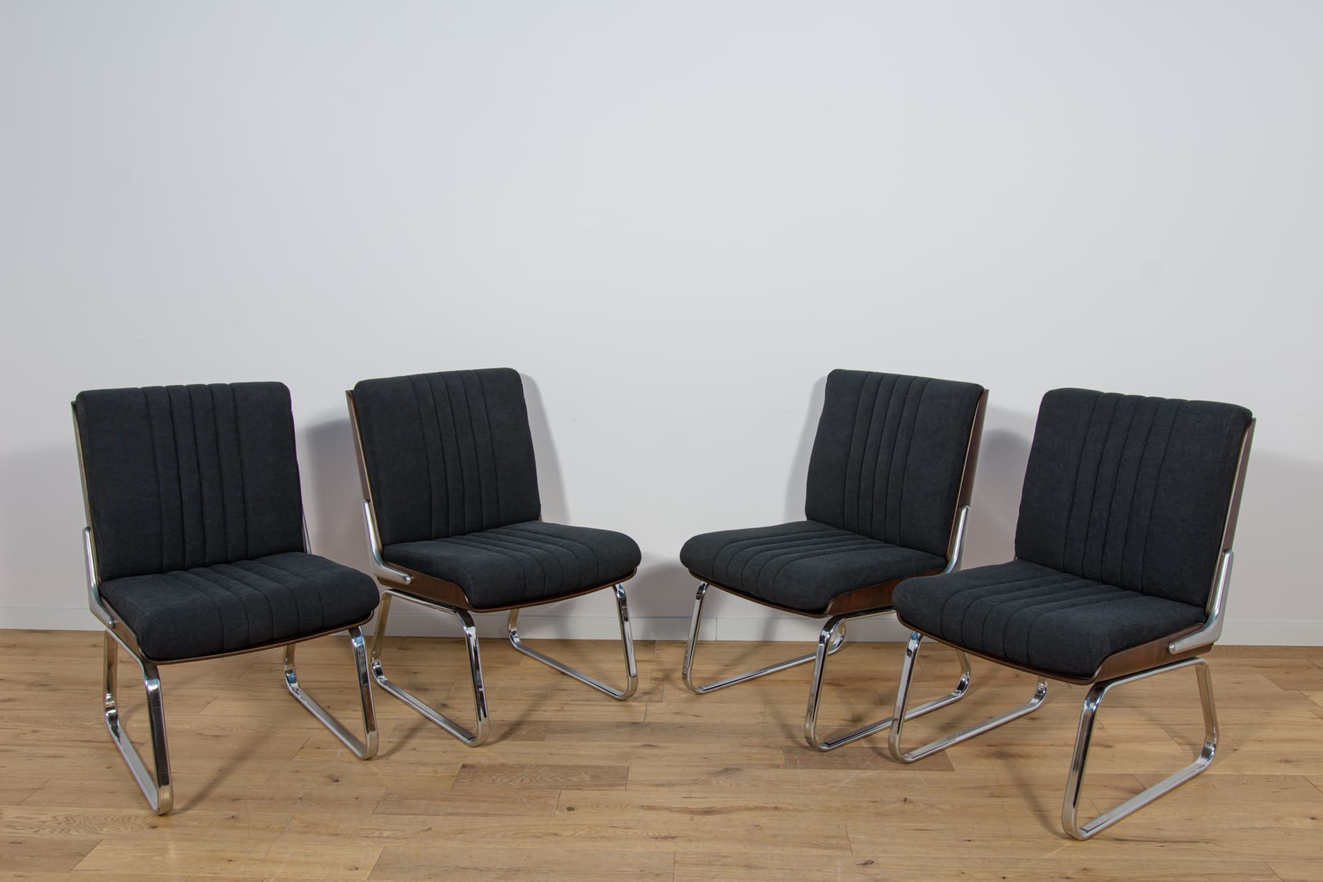 Komplet czterech foteli Chrom & Palisander, Gordon Russel, Wielka Brytania, lata 70. - 89881