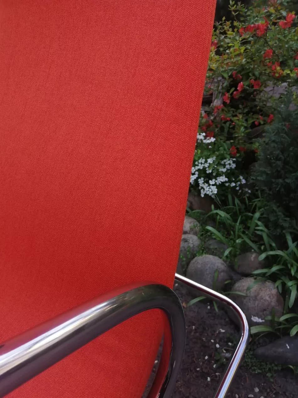 Fotel bujany S 826, pomarańczowy, stal chromowana, proj. U. Böhme, Thonet, Niemcy, lata 70. - 90080