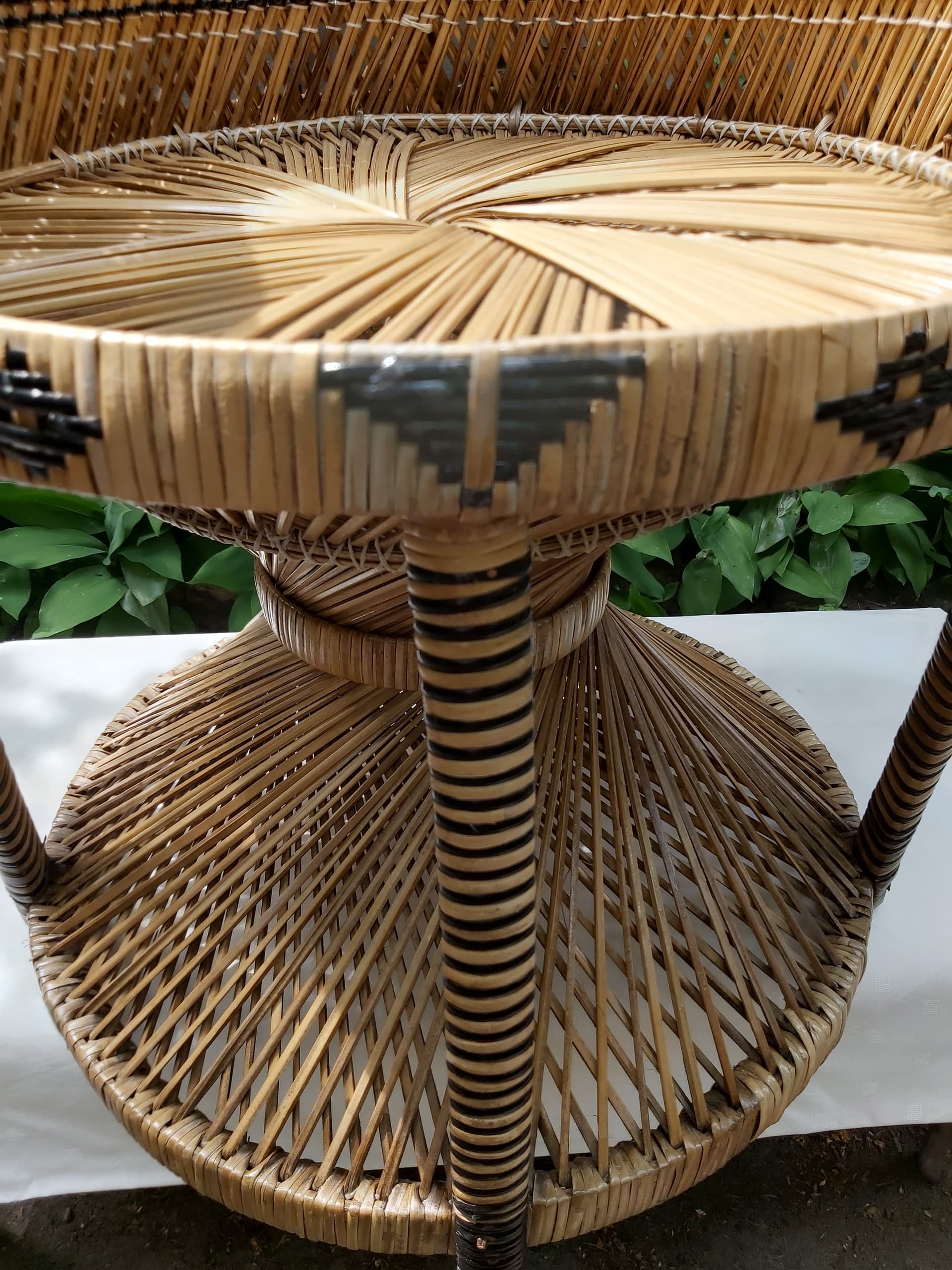 Fotel Emmanuelle, beżowy, rattan, Niemcy, lata 70. - 90090