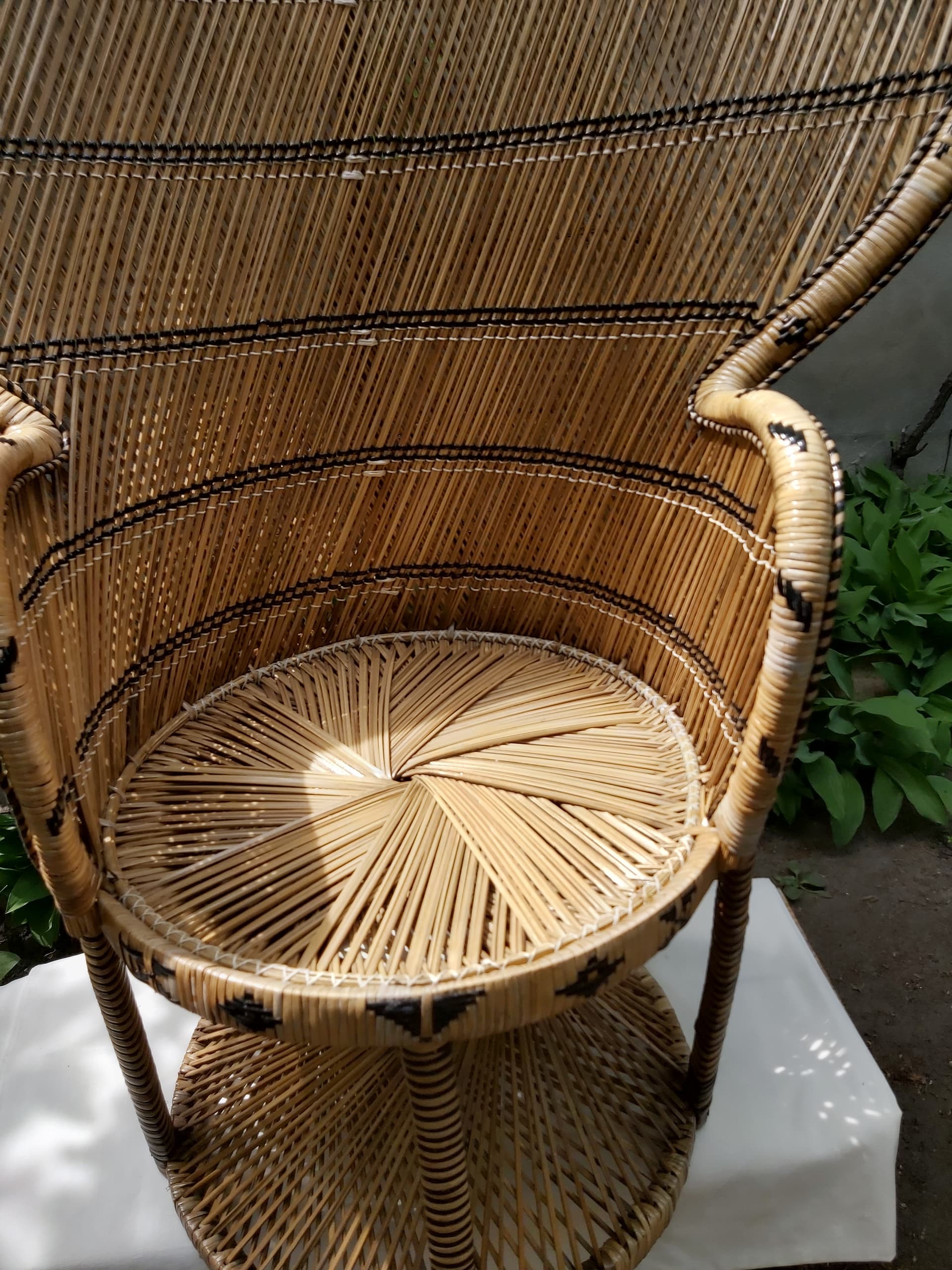 Fotel Emmanuelle, beżowy, rattan, Niemcy, lata 70. - 90093