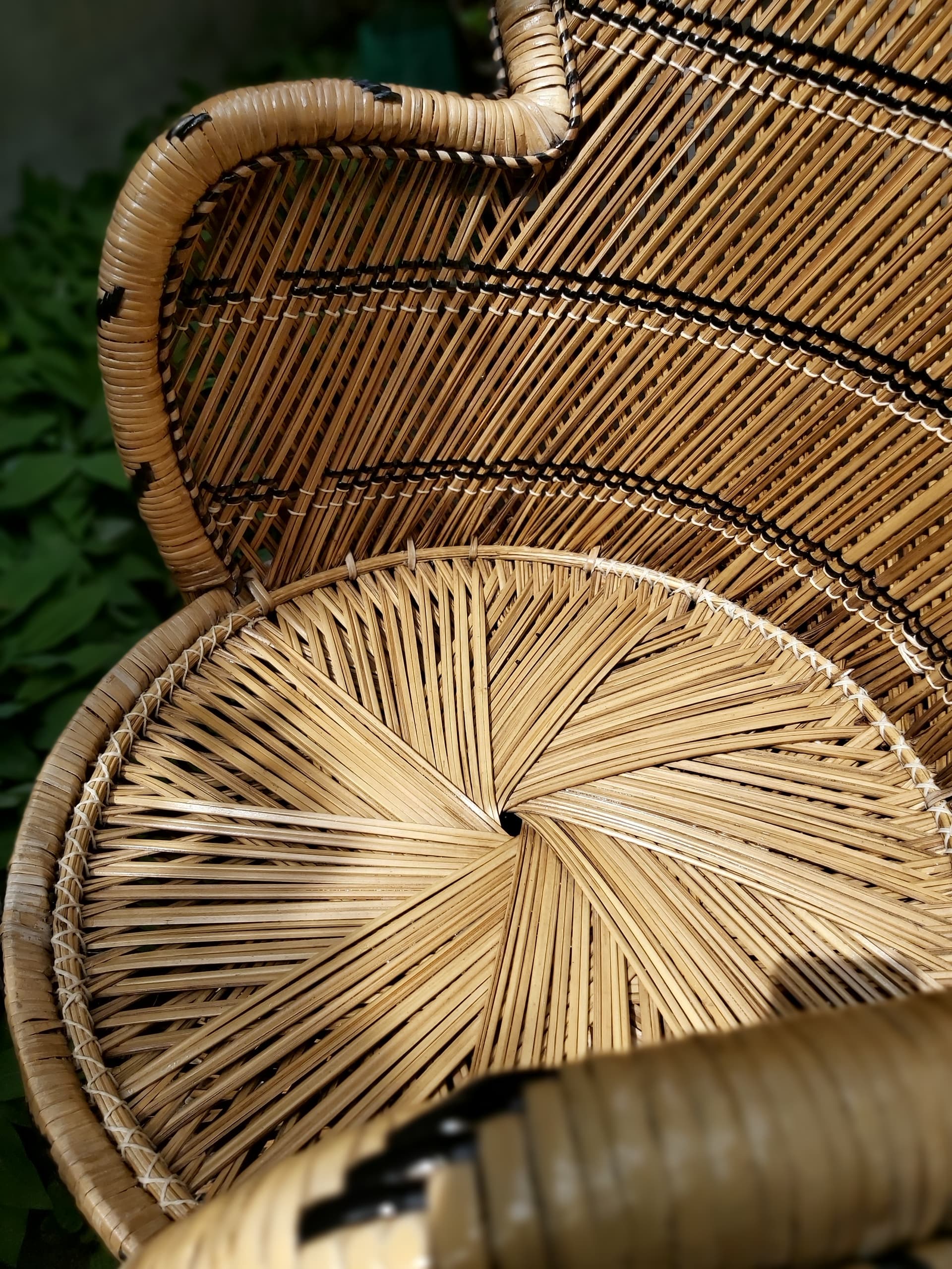 Fotel Emmanuelle, beżowy, rattan, Niemcy, lata 70. - 90095