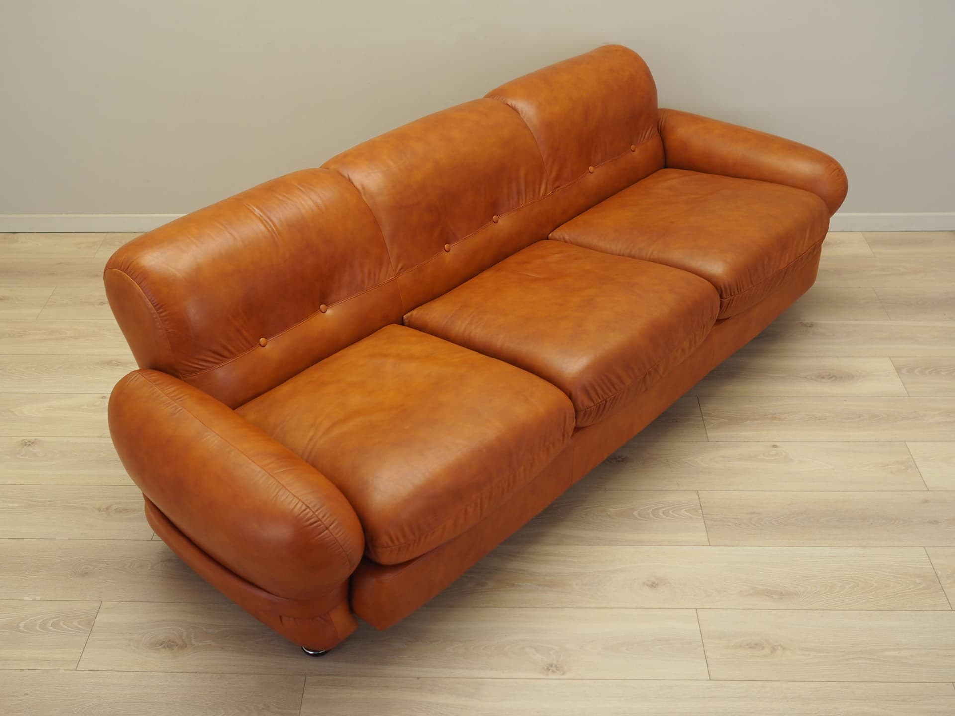 Sofa, pomarańczowy, skóra naturalna, Włochy, lata 70. - 90266