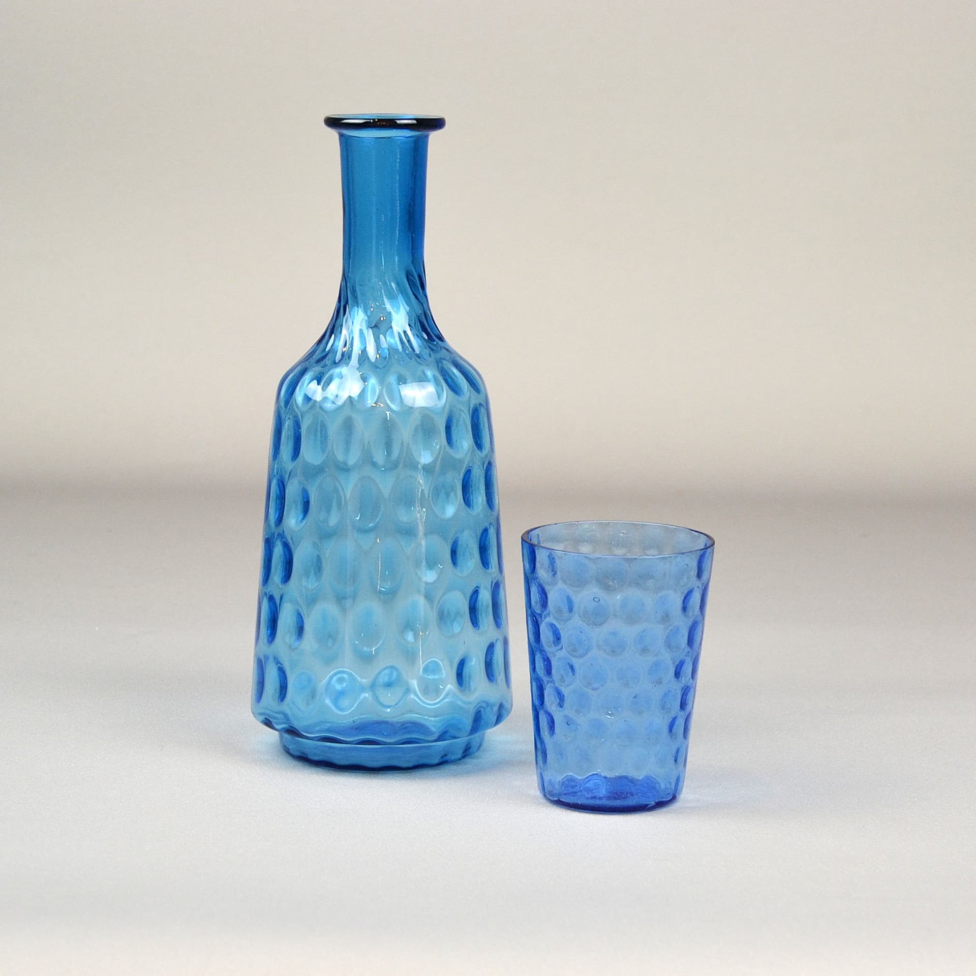 Karafka i szklanka, Secesja, szkło niebieskie, Czechy, lata 20. - 679