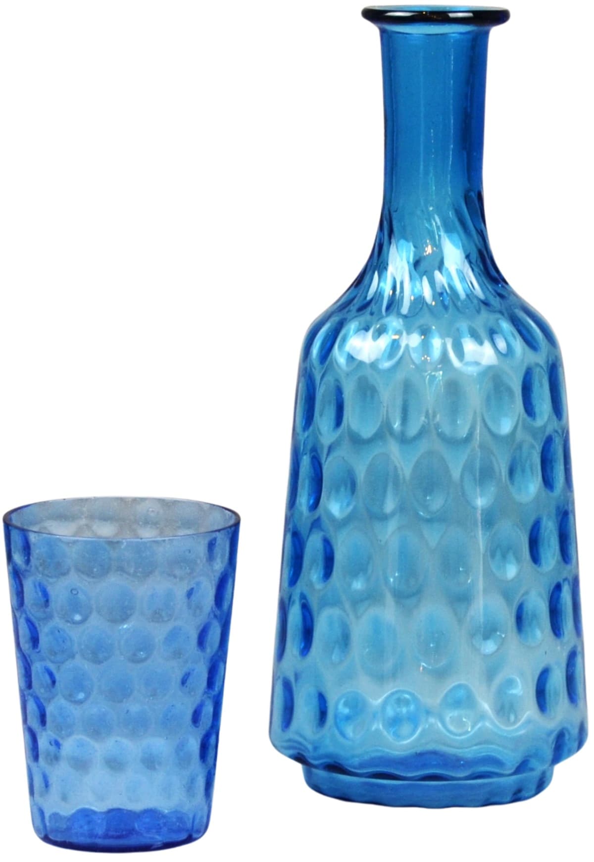 Karafka i szklanka, Secesja, szkło niebieskie, Czechy, lata 20.