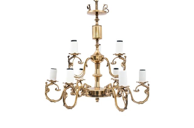 Mosiężny żyrandol, Polska, lata 50. - WYMIARY