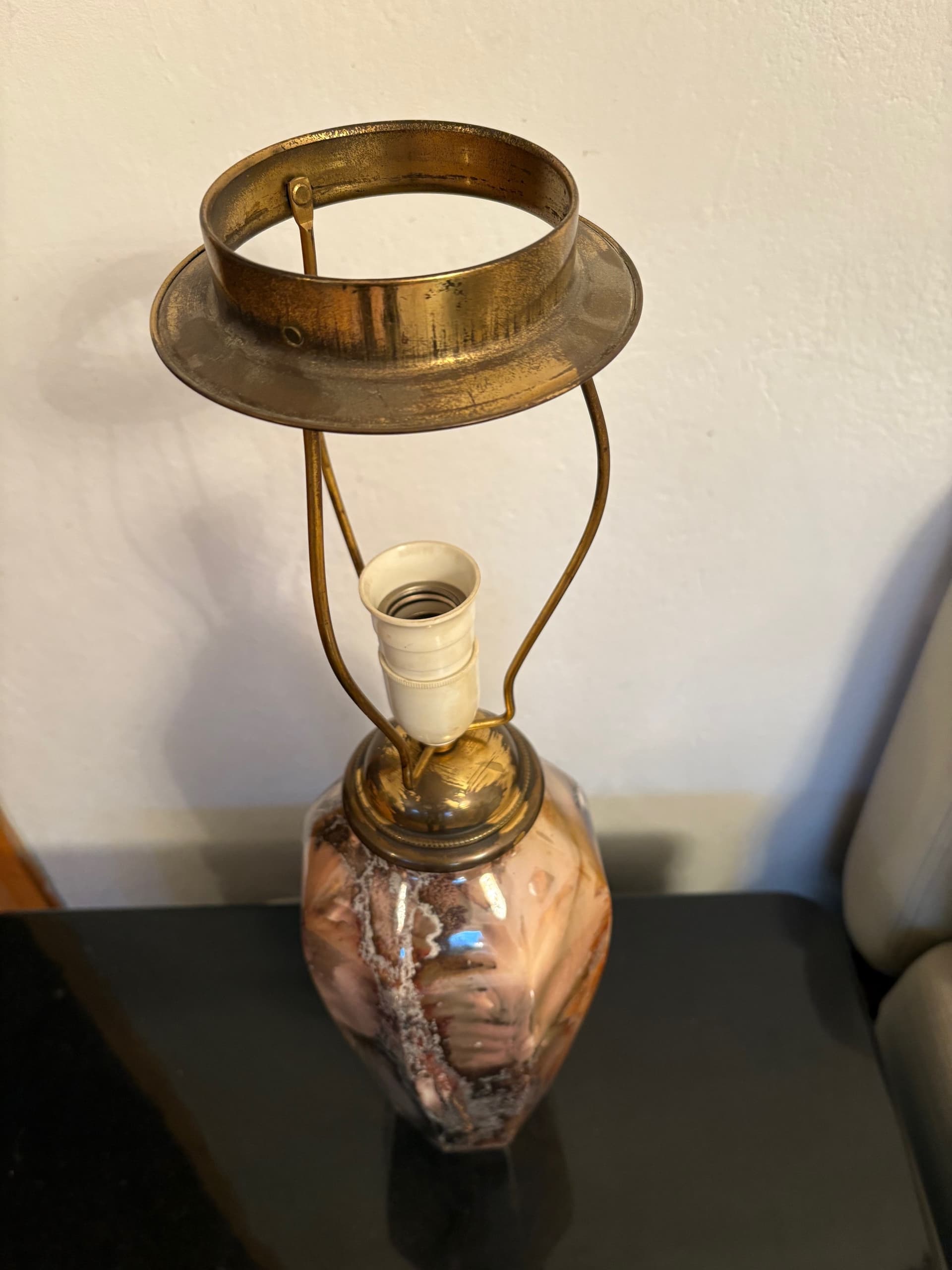 Lampa stołowa Art Deco, ceramika brązowa, Finlandia, lata 20. - 90414