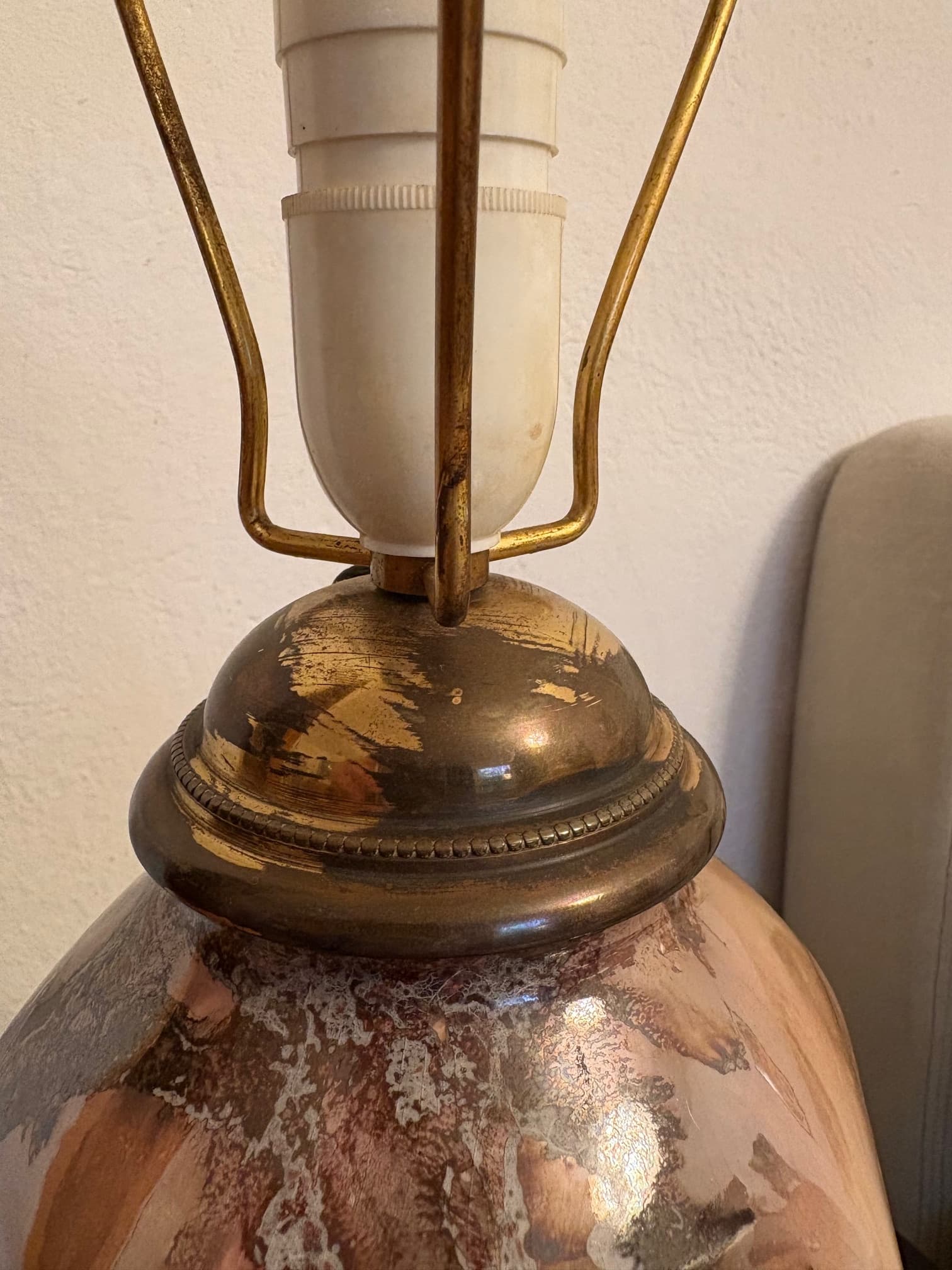 Lampa stołowa Art Deco, ceramika brązowa, Finlandia, lata 20. - 90421