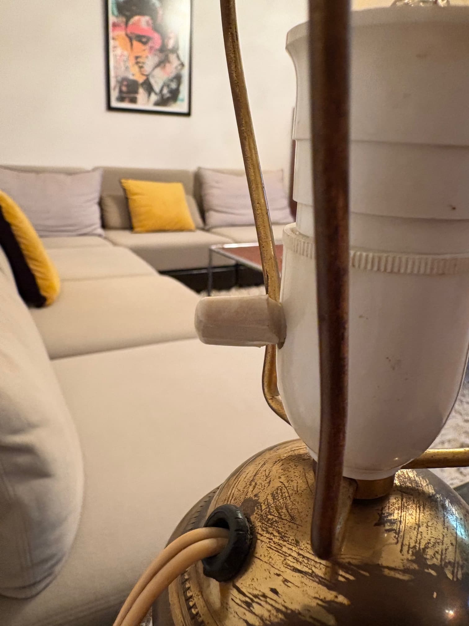 Lampa stołowa Art Deco, ceramika brązowa, Finlandia, lata 20. - 90420