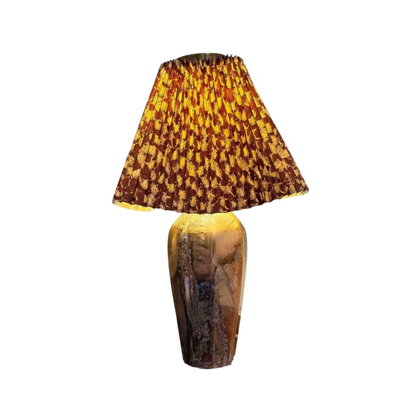 Lampa stołowa Art Deco, ceramika brązowa, Finlandia, lata 20.