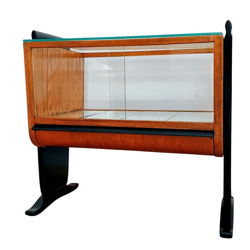 Barek art déco, drewno brązowy, proj. J. Halabala, UP Závody, Czechosłowacja, lata 30.