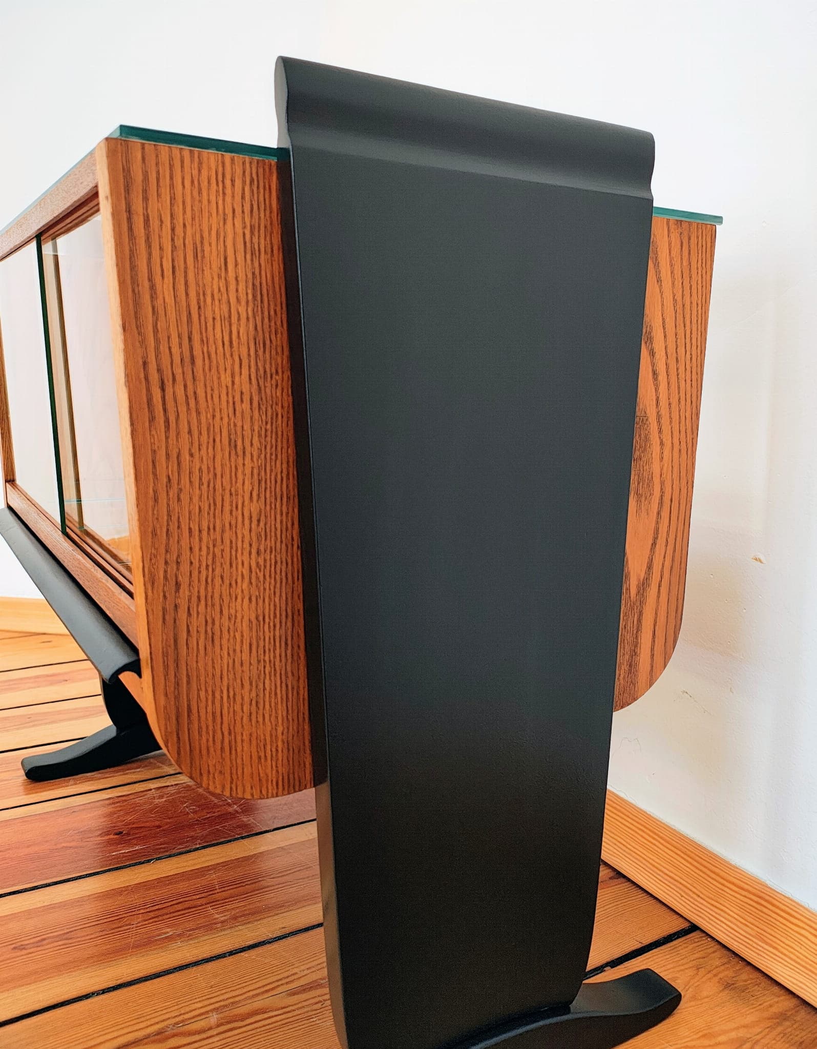 Barek art déco, drewno brązowy, proj. J. Halabala, UP Závody, Czechosłowacja, lata 30. - 90561