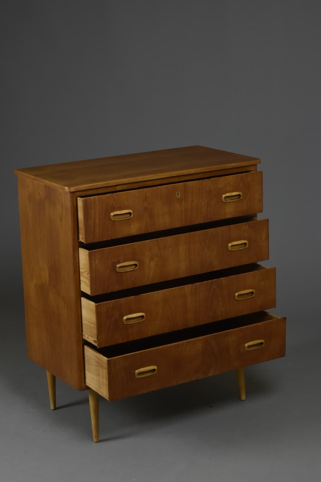 Komoda, teak, brąz jasny, Dania, lata 60. - 90654