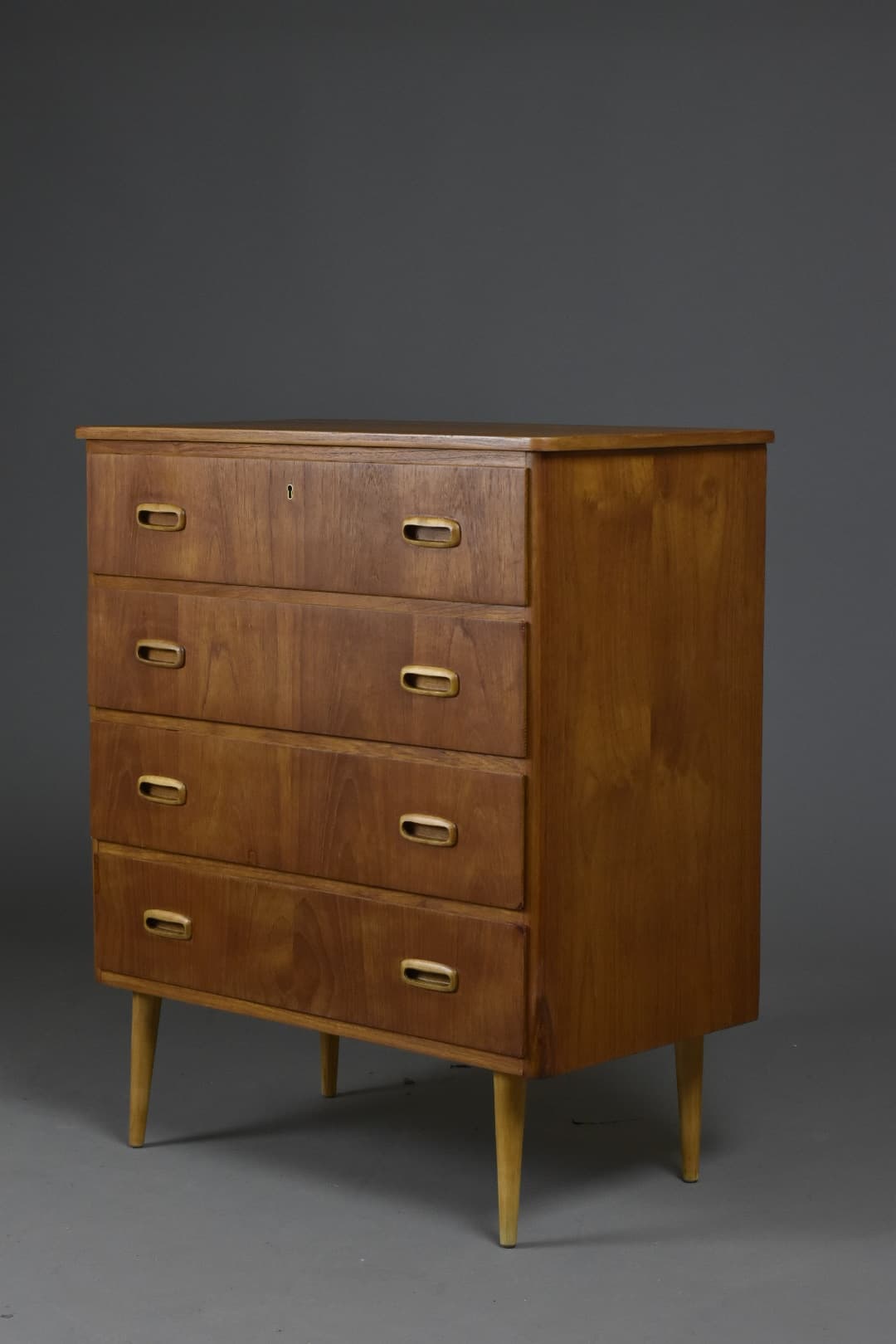 Komoda, teak, brąz jasny, Dania, lata 60. - 90652