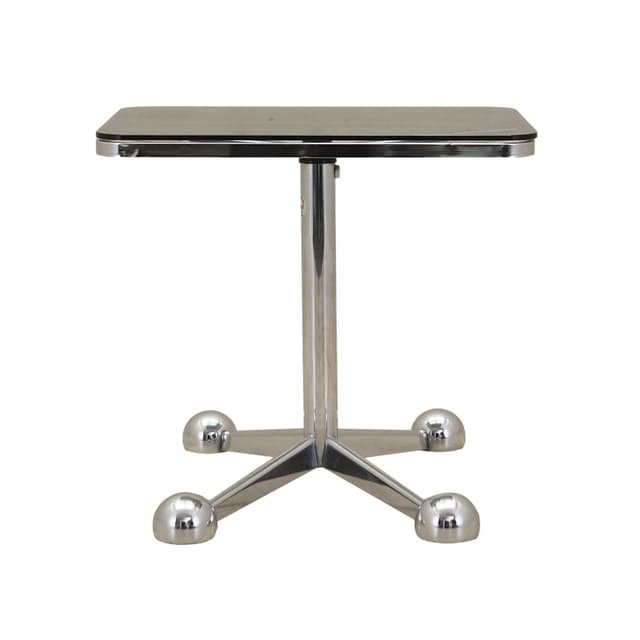 Stolik pomocniczy Space Age, szkło czarne, stal chromowana, Allegri, Włochy, lata 70. - WYMIARY