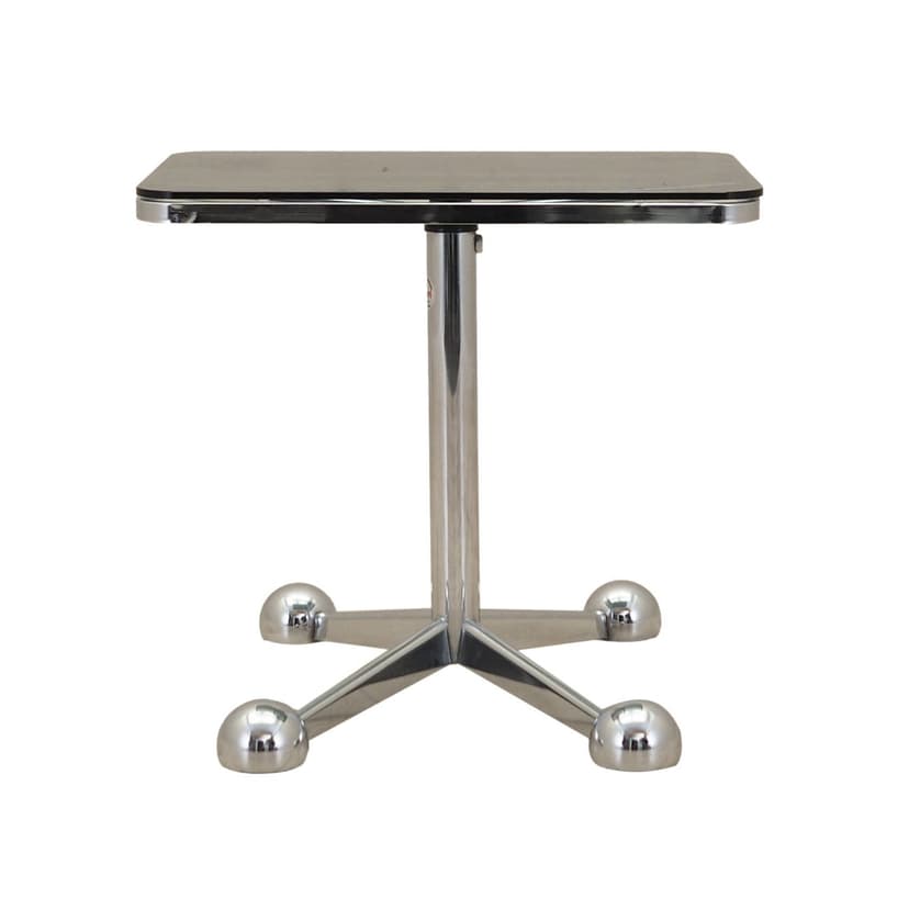 Stolik pomocniczy Space Age, szkło czarne, stal chromowana, Allegri, Włochy, lata 70.