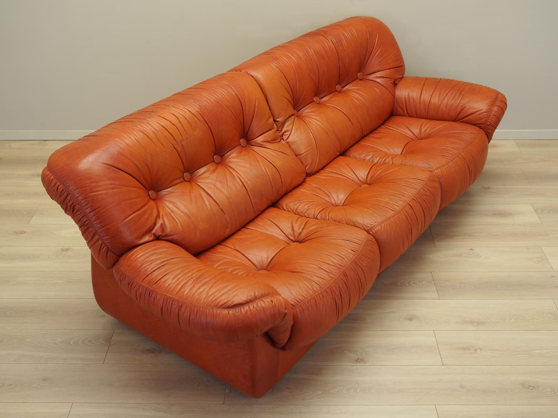 Sofa, skóra naturalna brązowa, PelleRossi, Włochy, lata 70. - 90691