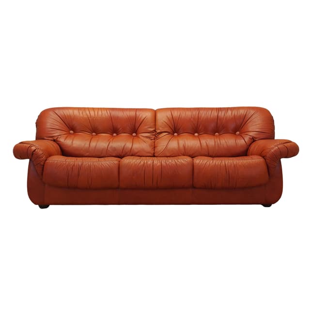 Sofa, skóra naturalna brązowa, PelleRossi, Włochy, lata 70. - WYMIARY