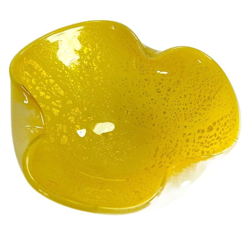 Cytrynowa szklana miseczka z drobinkami srebra, proj. A. Seguso, Włochy, lata 60. - 6991