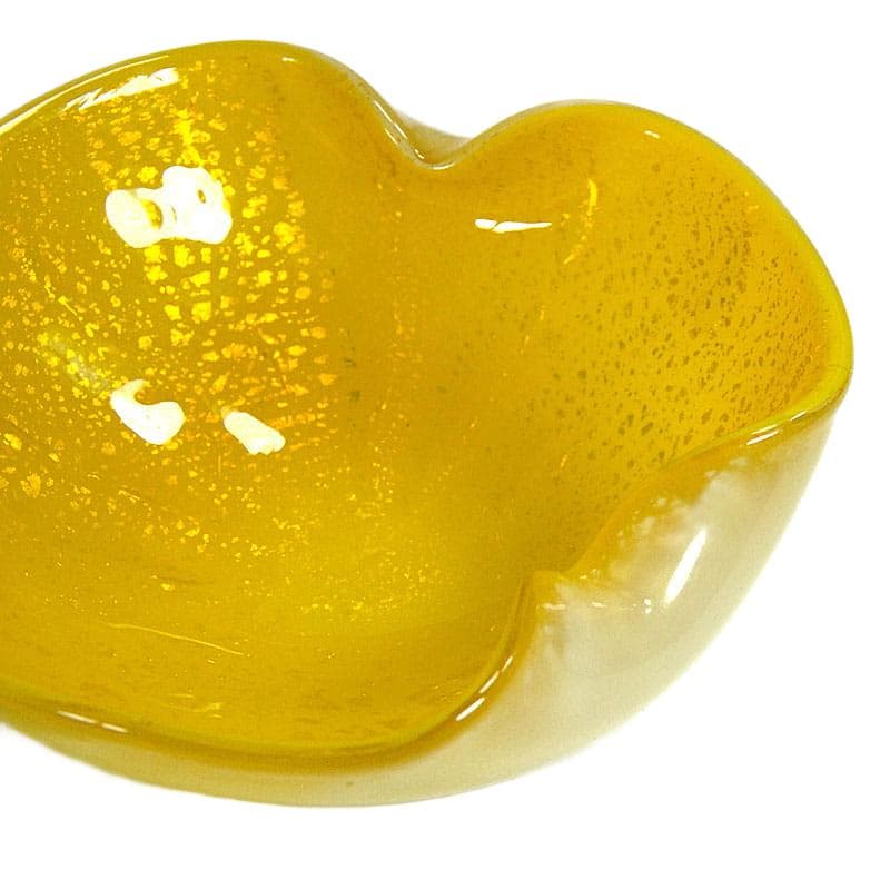 Cytrynowa szklana miseczka z drobinkami srebra, proj. A. Seguso, Włochy, lata 60. - 6995