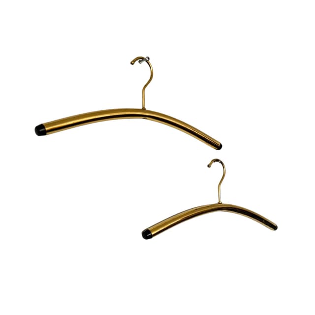 Para wieszaków, stal złocona, tworzywo czarne, Niemcy, lata 70. - WYMIARY