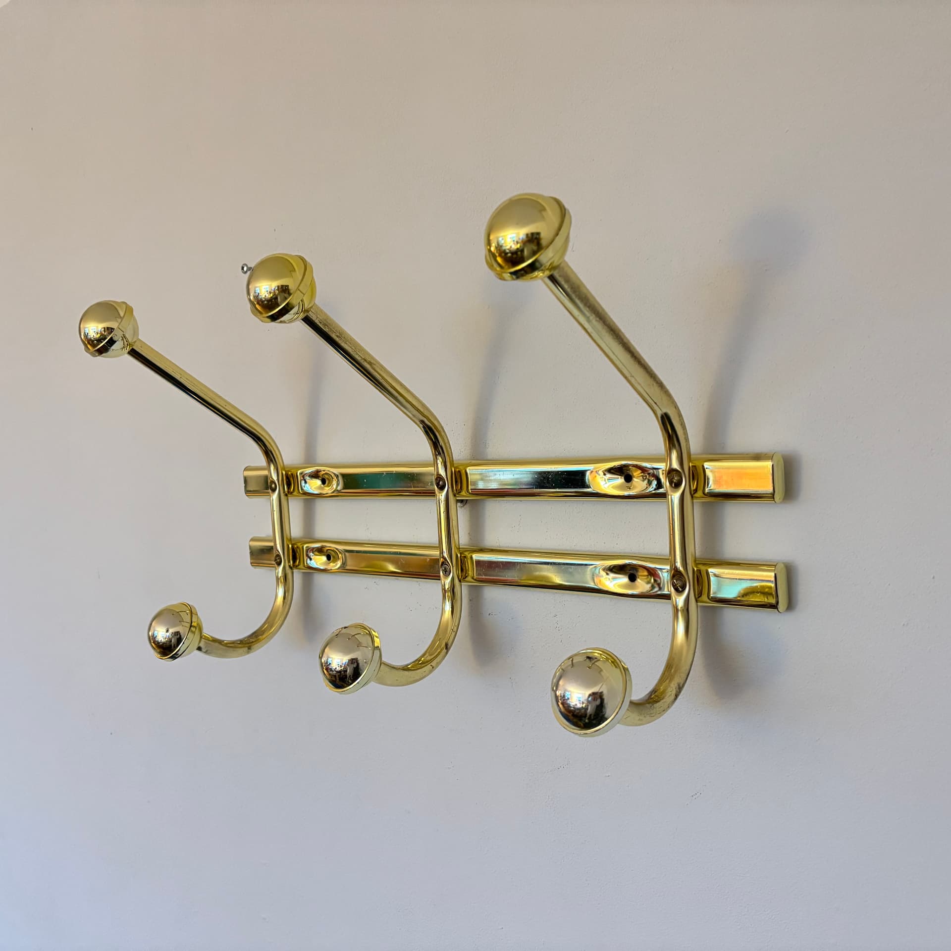 Wieszak ścienny, złoty, stal, Niemcy, lata 70. - 91484