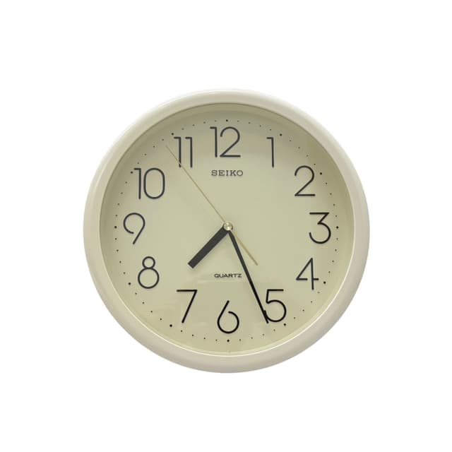 Zegar ścienny, beżowy, plastik, Japonia, lata 80. - WYMIARY