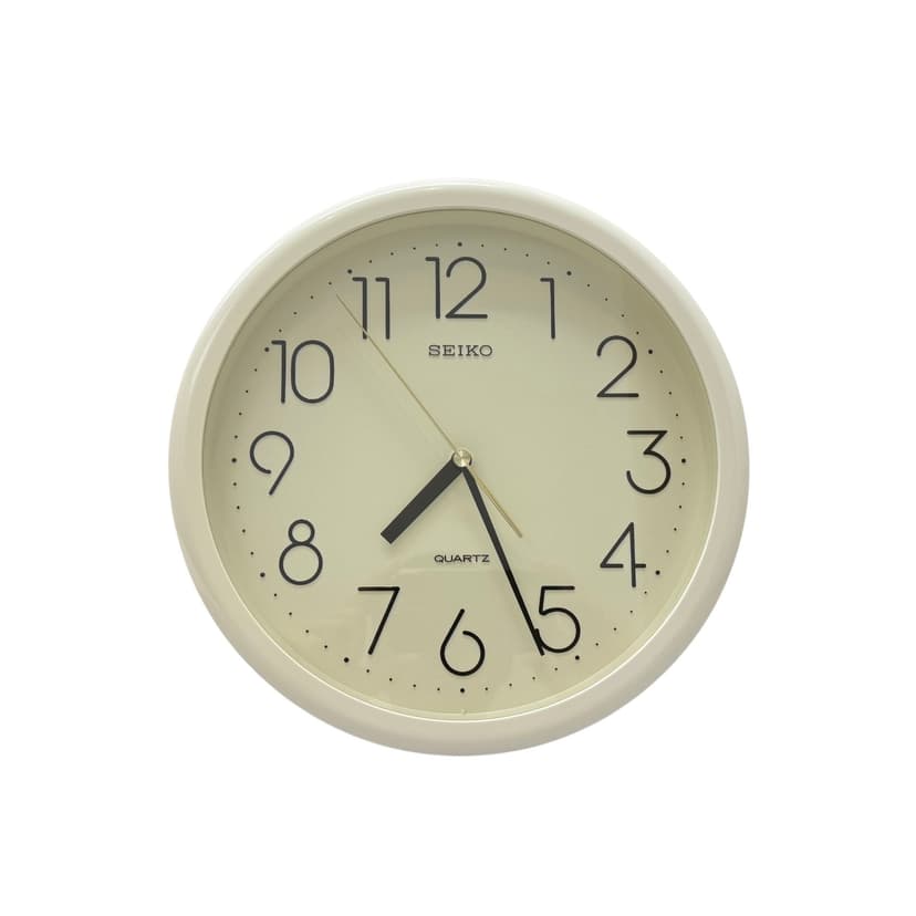 Zegar ścienny, beżowy, plastik, Japonia, lata 80.