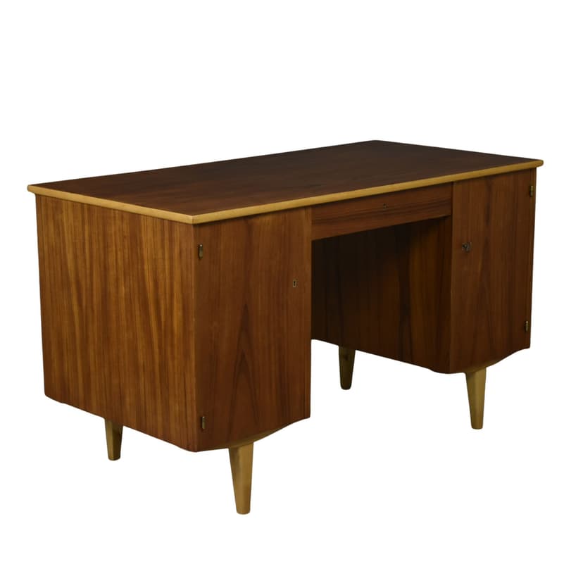 Double-sided desk, brown walnut, Bodafors, Sweden, 1950s.