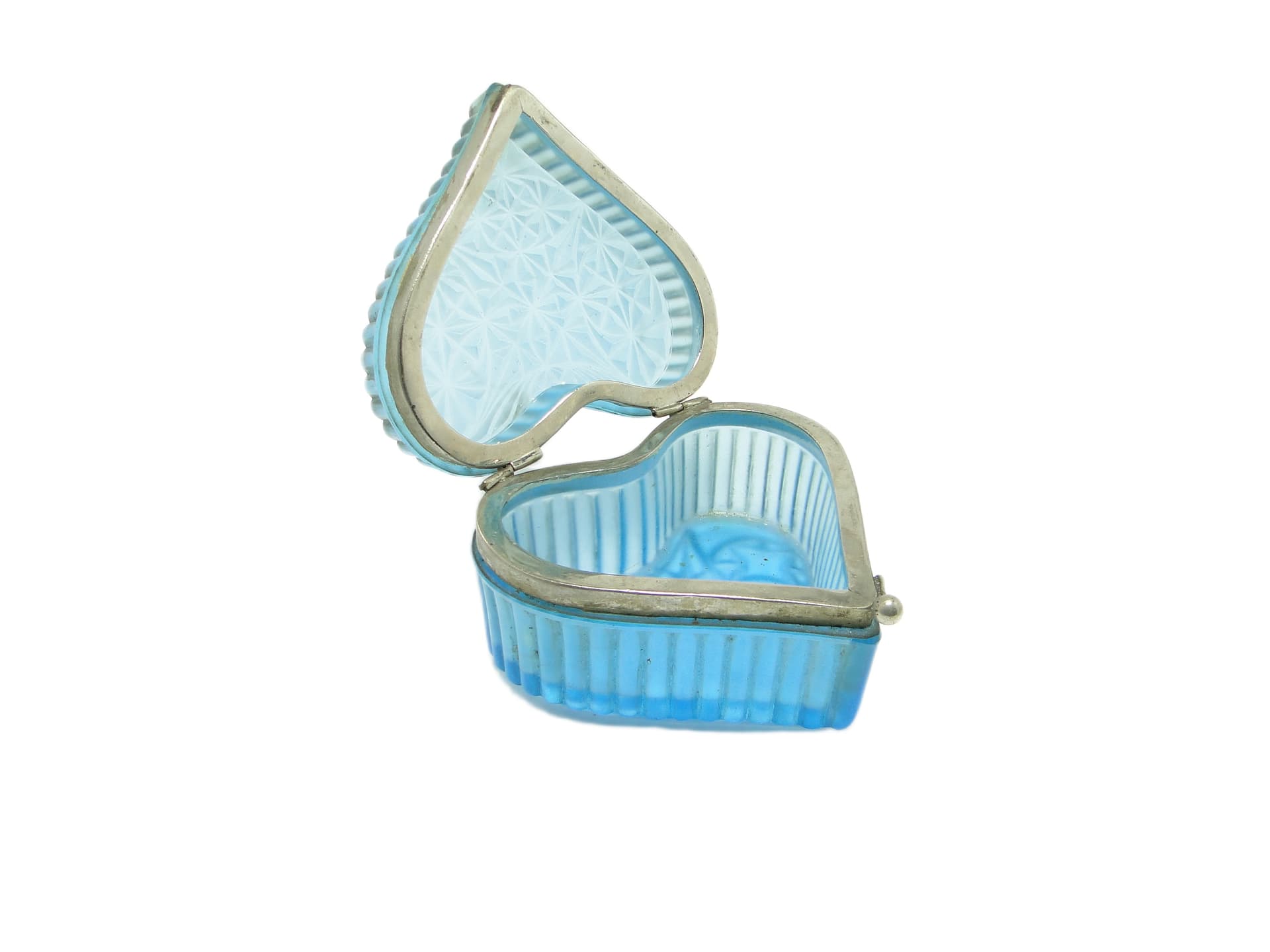 Bonbonniere, Art Nouveau, blue glass, Ząbkowice, Poland, 1920s. - 91602