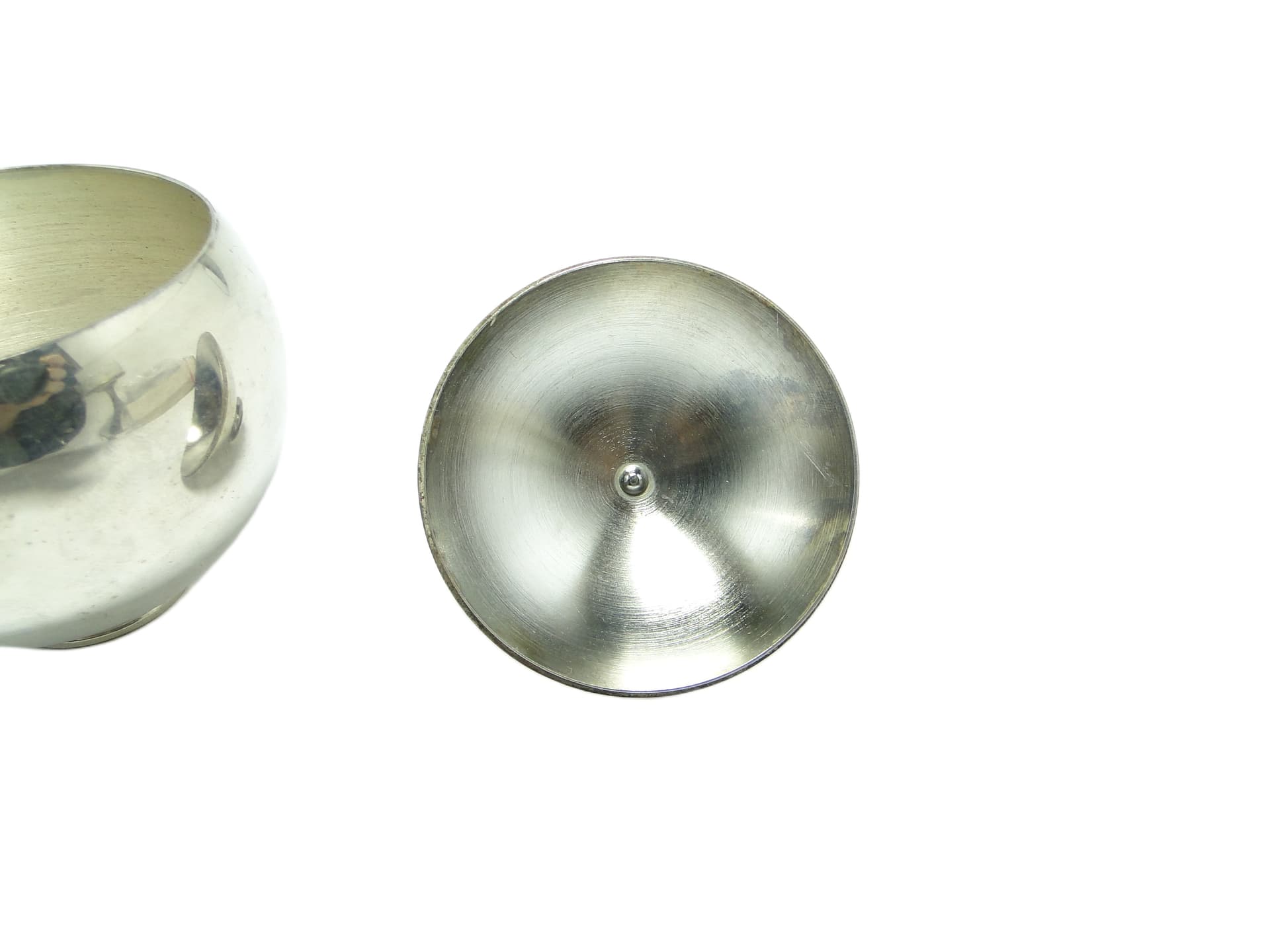 Mid-century modern sugar bowl, silver-plated brass, Poland, 1960s. - 91621