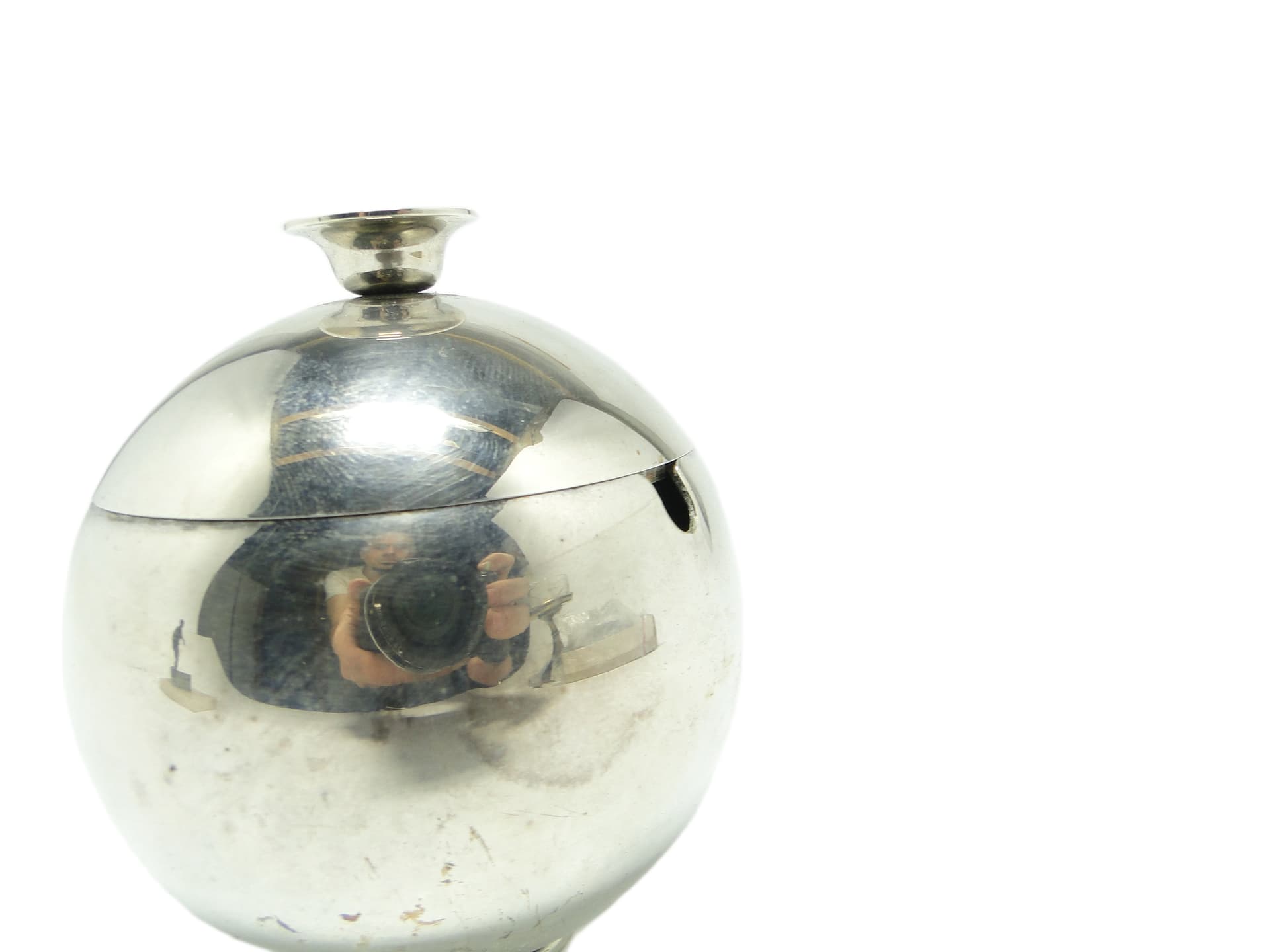 Mid-century modern sugar bowl, silver-plated brass, Poland, 1960s. - 91618