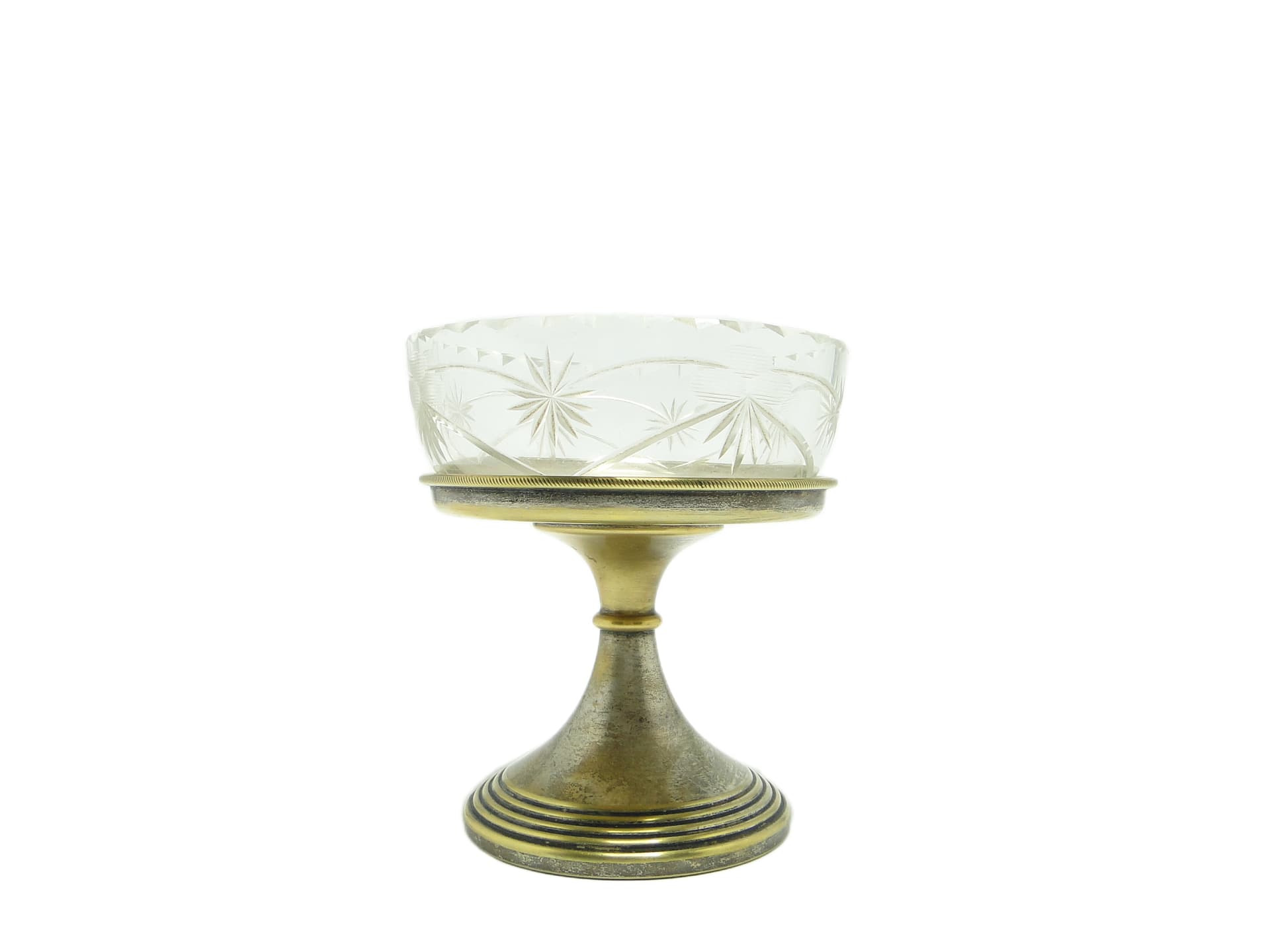 Cukiernica, Art Deco, mosiądz srebrzony, szkło, Polska, lata 30.