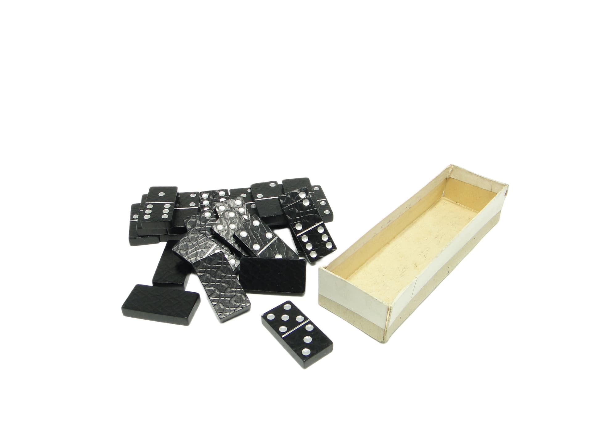 Domino set, minimalism, black plastic, Poland, 1970s. - 91706