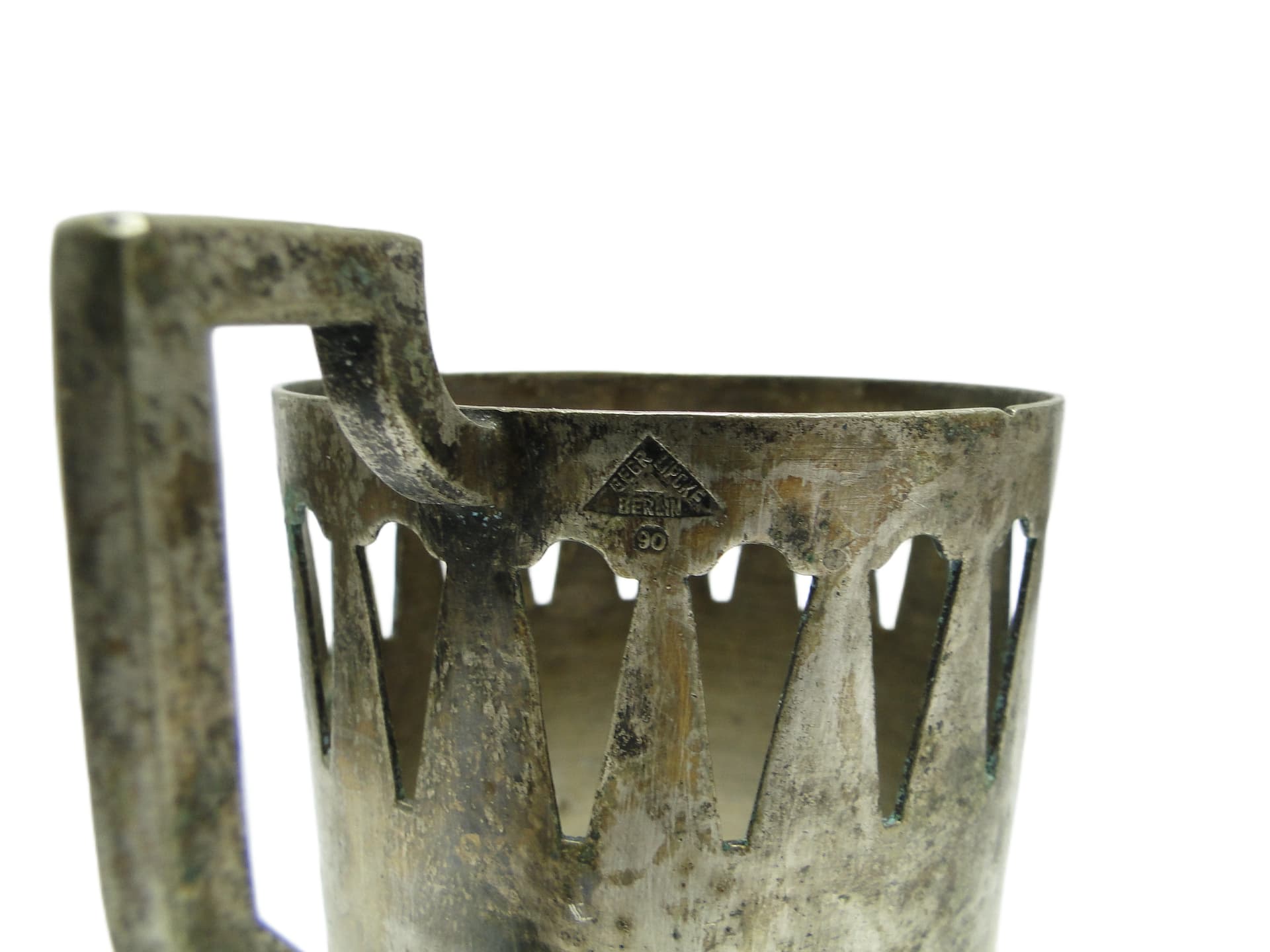 Podstakannik Art Nouveau, mosiądz srebrzony, Austria, początek XX w. - 91727