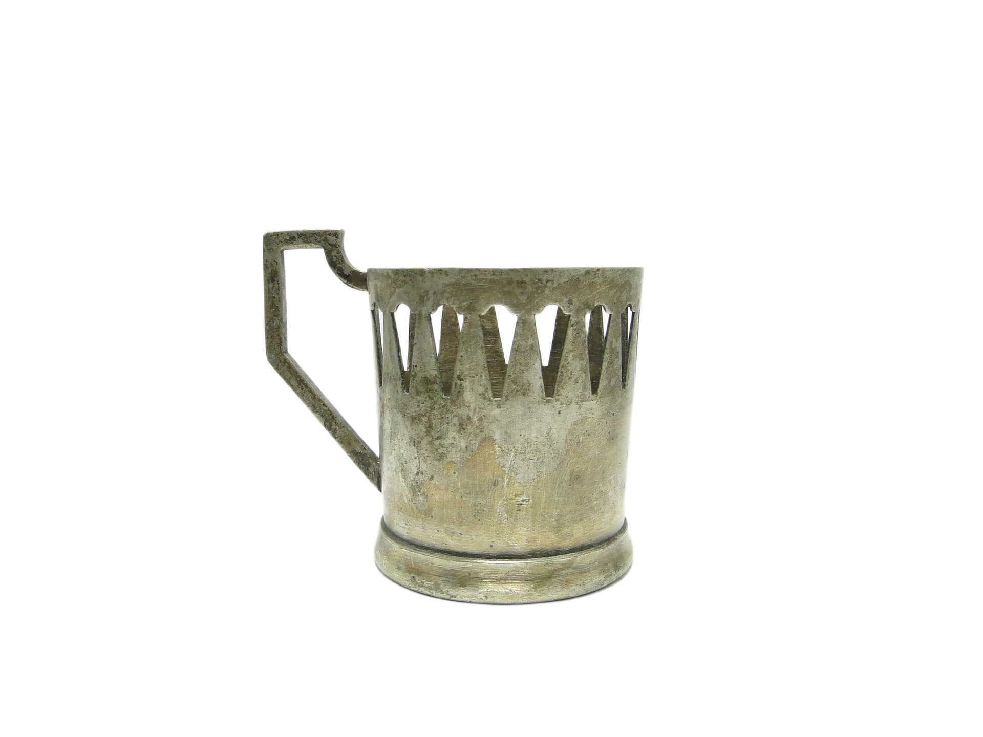 Podstakannik Art Nouveau, mosiądz srebrzony, Austria, początek XX w. - 91725