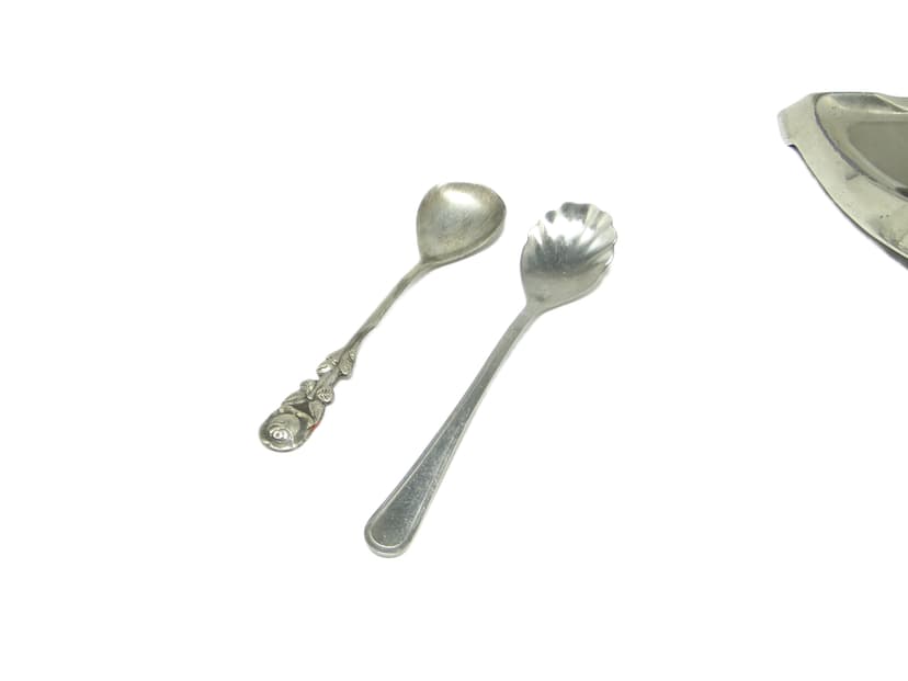 Pair of tea spoons, silver-plated brass, Poland, 1960s.