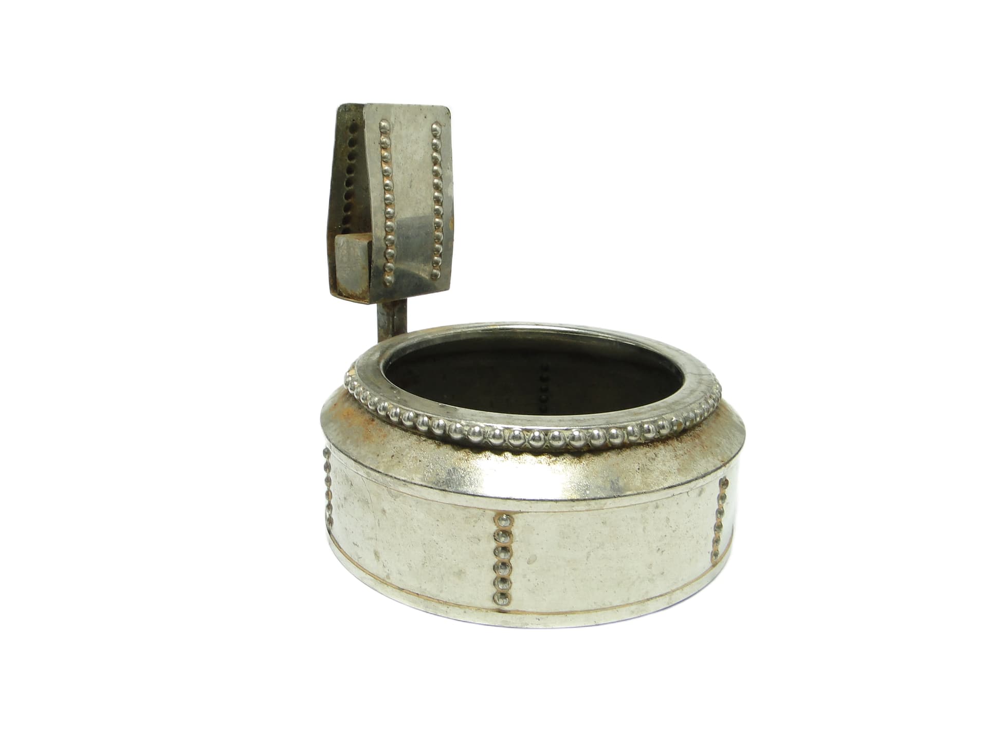 Stojak na zapałki z popielnicą, Art Nouveau, mosiądz srebrzony, Austria, początek XX w. - 91861