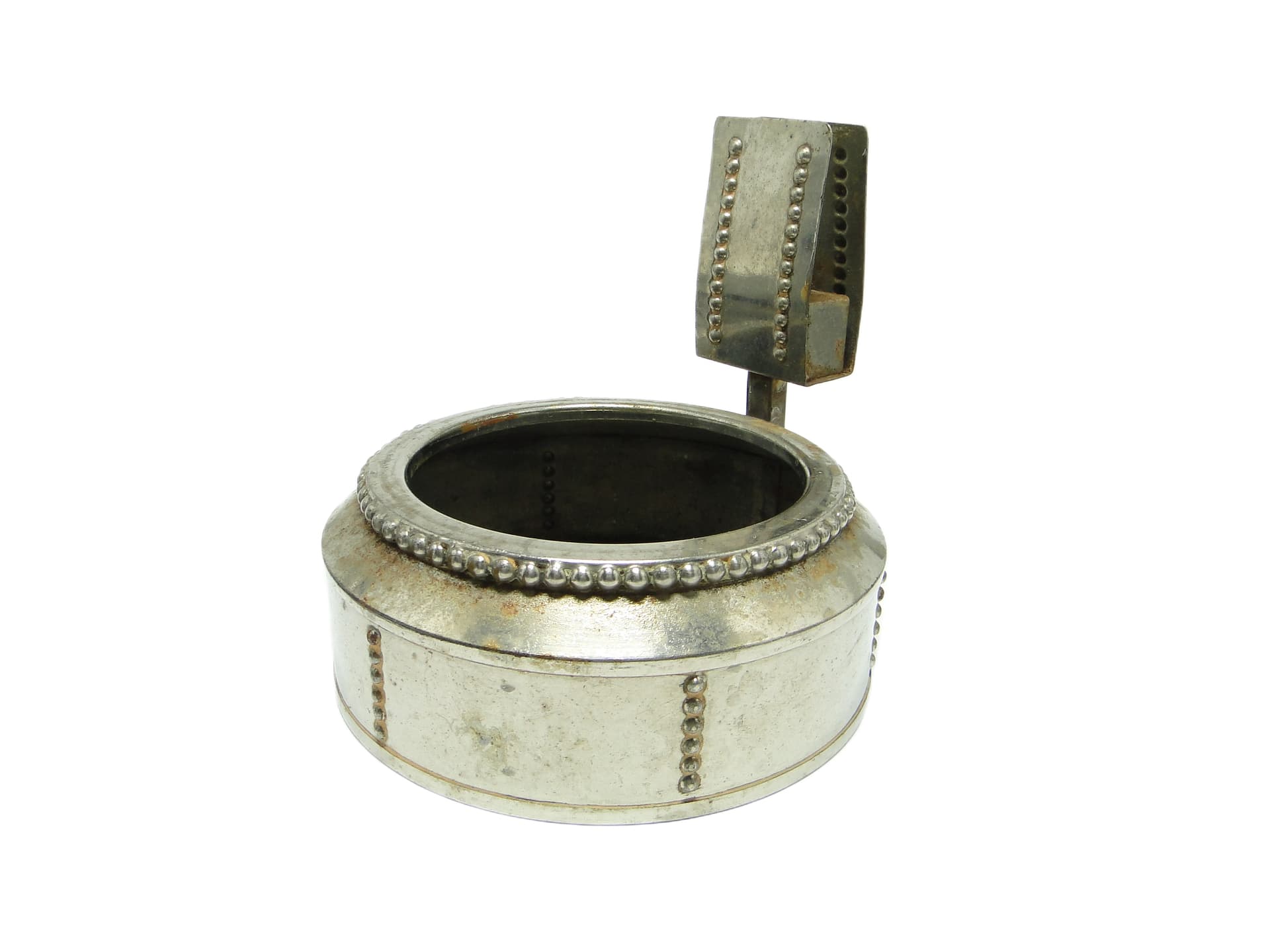 Stojak na zapałki z popielnicą, Art Nouveau, mosiądz srebrzony, Austria, początek XX w. - 91862