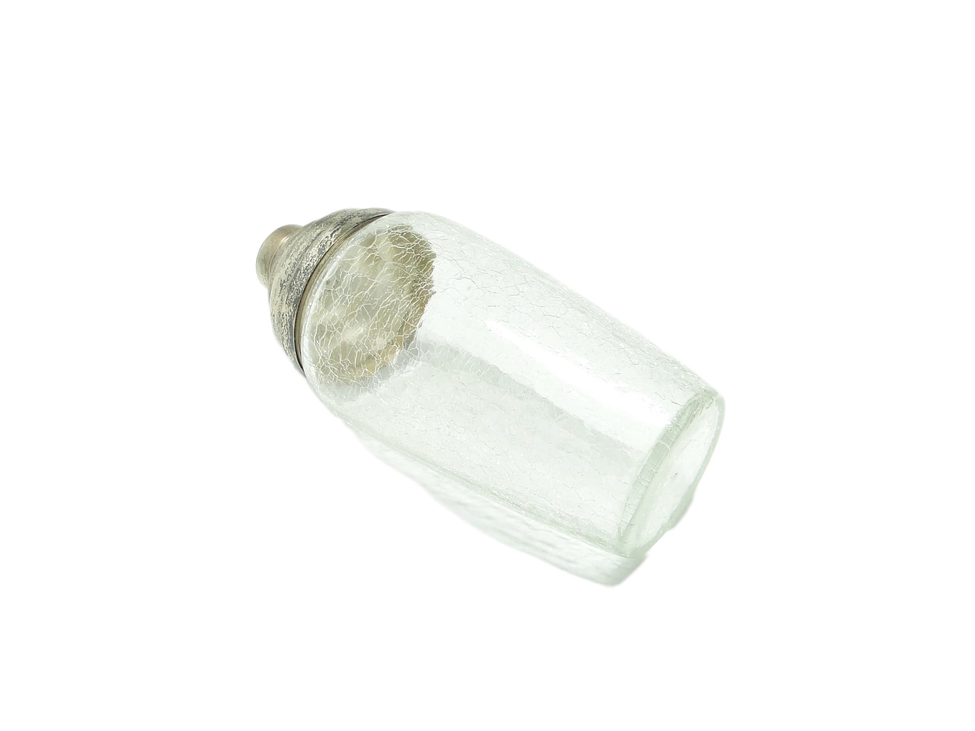 Shaker Art Deco, szkło mrożone biały, mosiądz srebrzony, Belgia, lata 50. - 91915