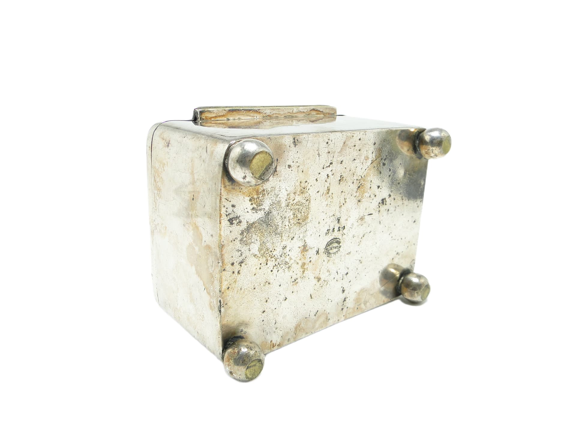 Cukiernica Art Deco, mosiądz srebrzony, Norblin, Polska, lata 20. - 92037