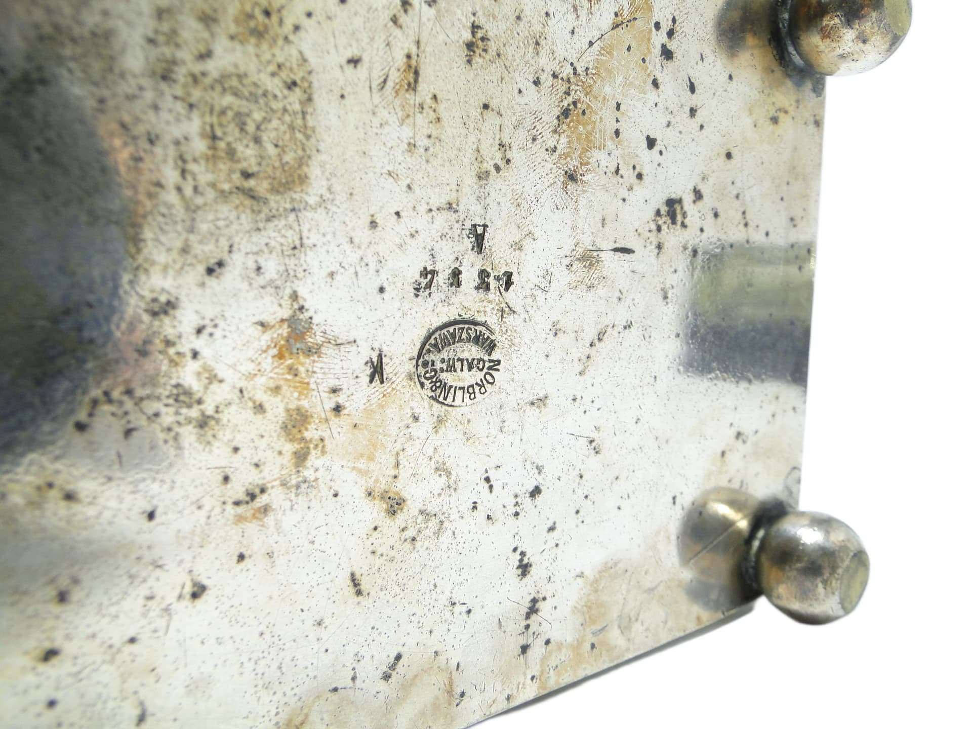 Cukiernica Art Deco, mosiądz srebrzony, Norblin, Polska, lata 20. - 92041