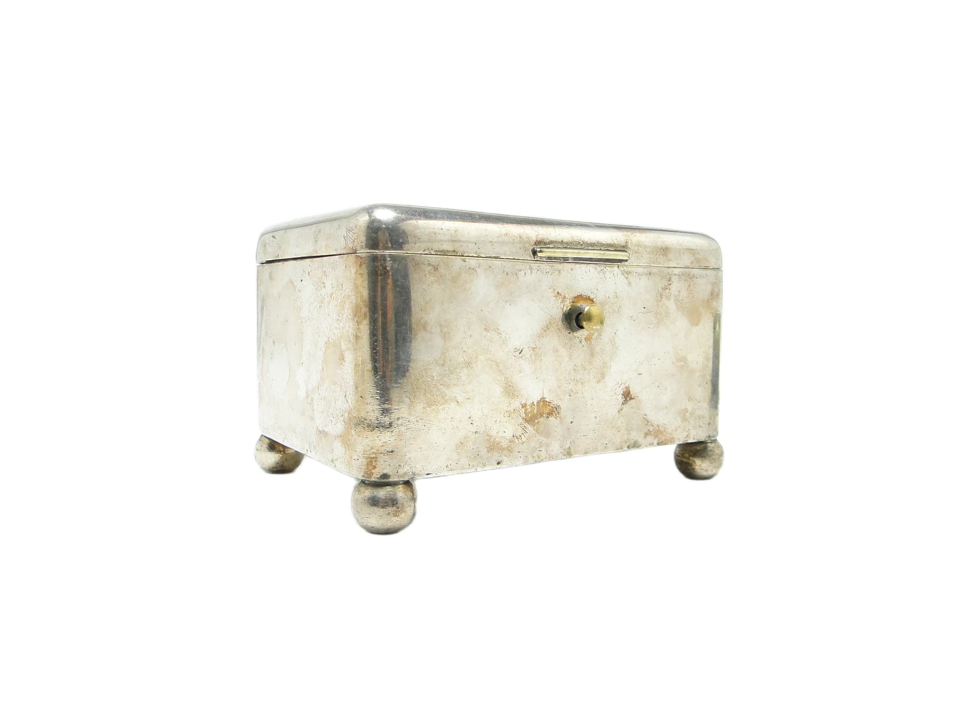 Cukiernica Art Deco, mosiądz srebrzony, Norblin, Polska, lata 20.