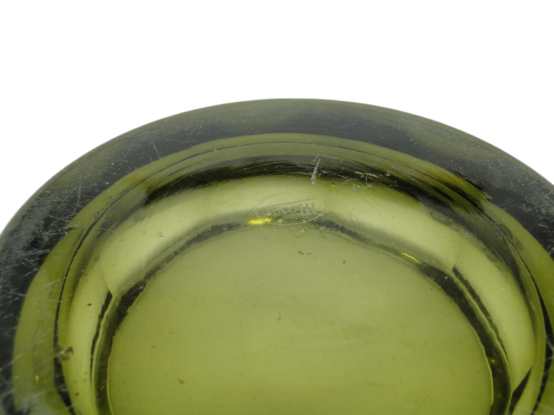 Przybornik Art déco, kryształ oliwkowy, Moser, Czechosłowacja, lata 30. - 92074