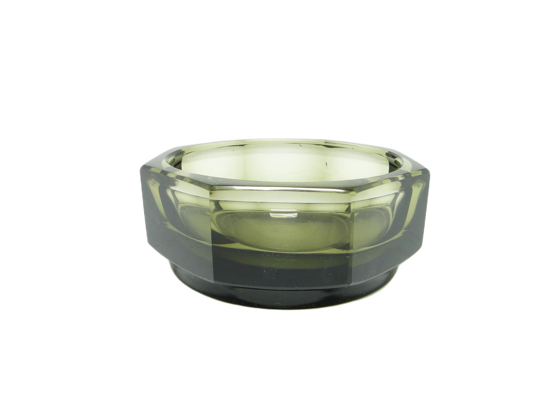 Przybornik Art déco, kryształ oliwkowy, Moser, Czechosłowacja, lata 30. - 92072