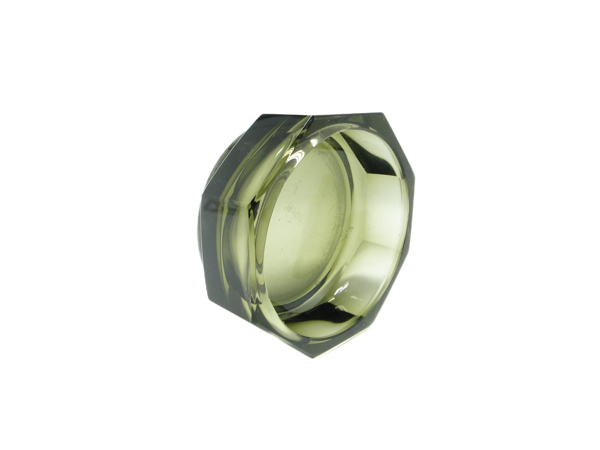 Przybornik Art déco, kryształ oliwkowy, Moser, Czechosłowacja, lata 30. - 92073