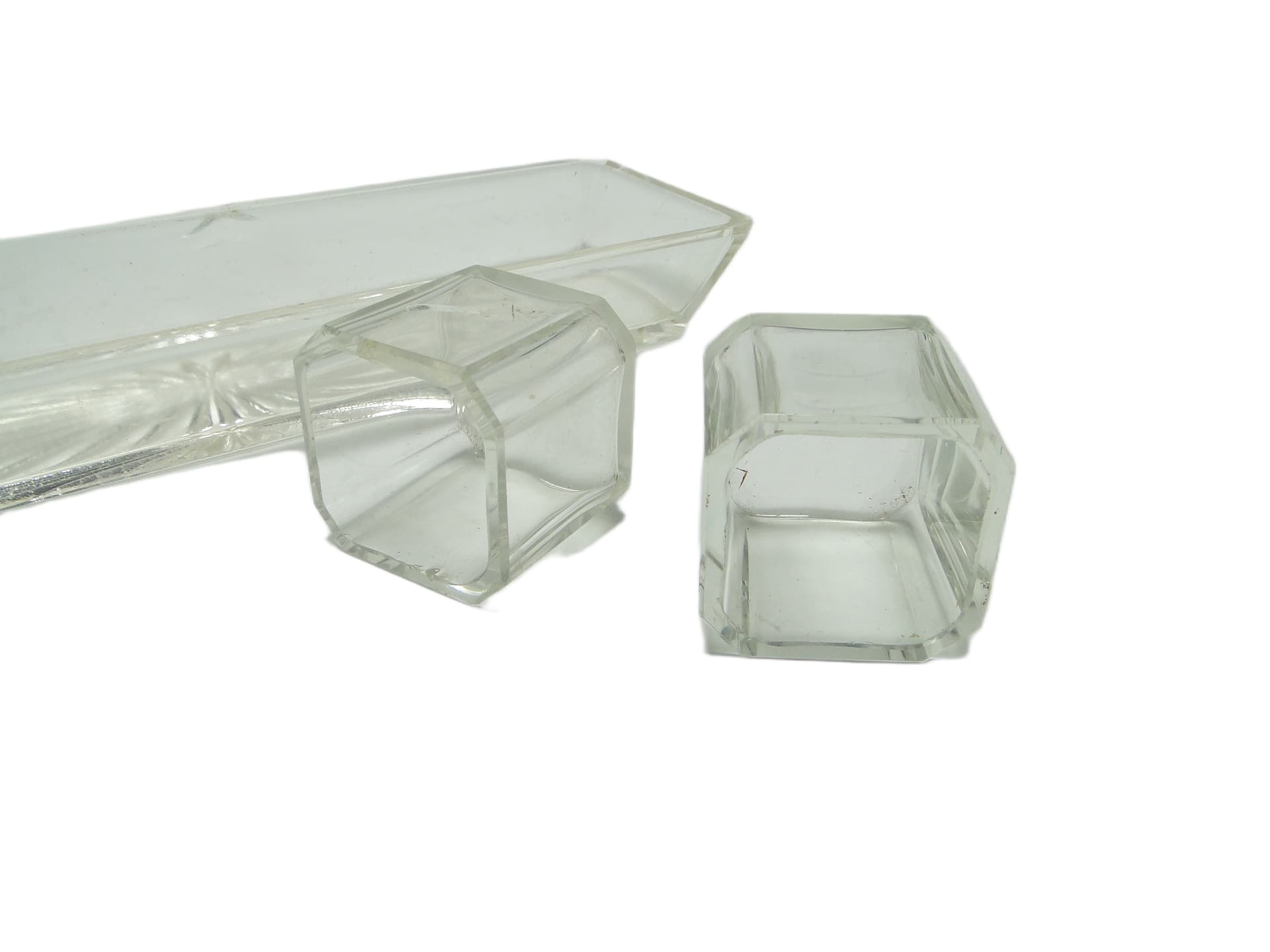 Przybornik toaletowy art déco, kryształ, Czechosłowacja, lata 30. - 92092