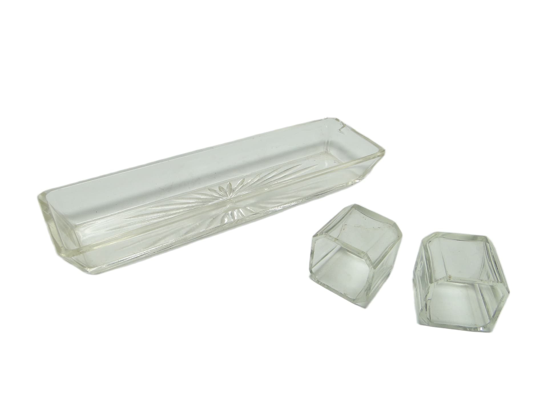 Przybornik toaletowy art déco, kryształ, Czechosłowacja, lata 30. - 92094