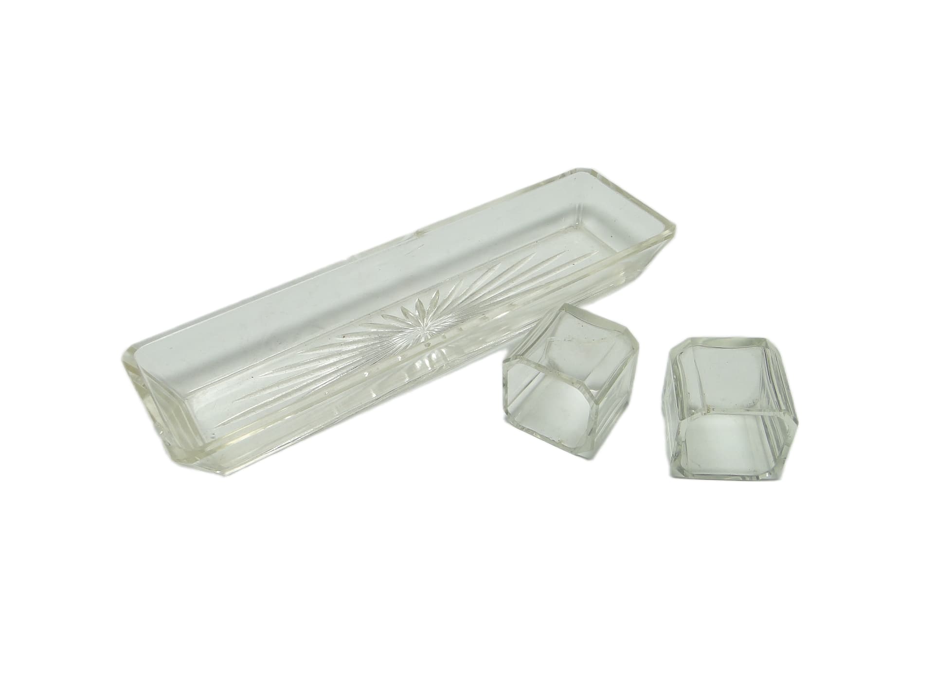 Przybornik toaletowy art déco, kryształ, Czechosłowacja, lata 30. - 92093