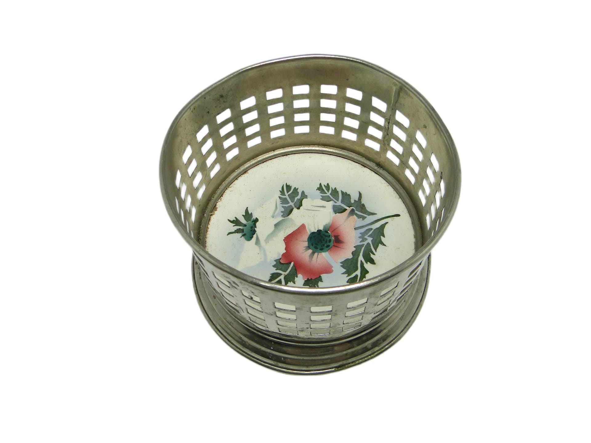 Podstawa pod butelkę, modernizm, mosiądz srebrzony, Austria, początek XX w. - 92112