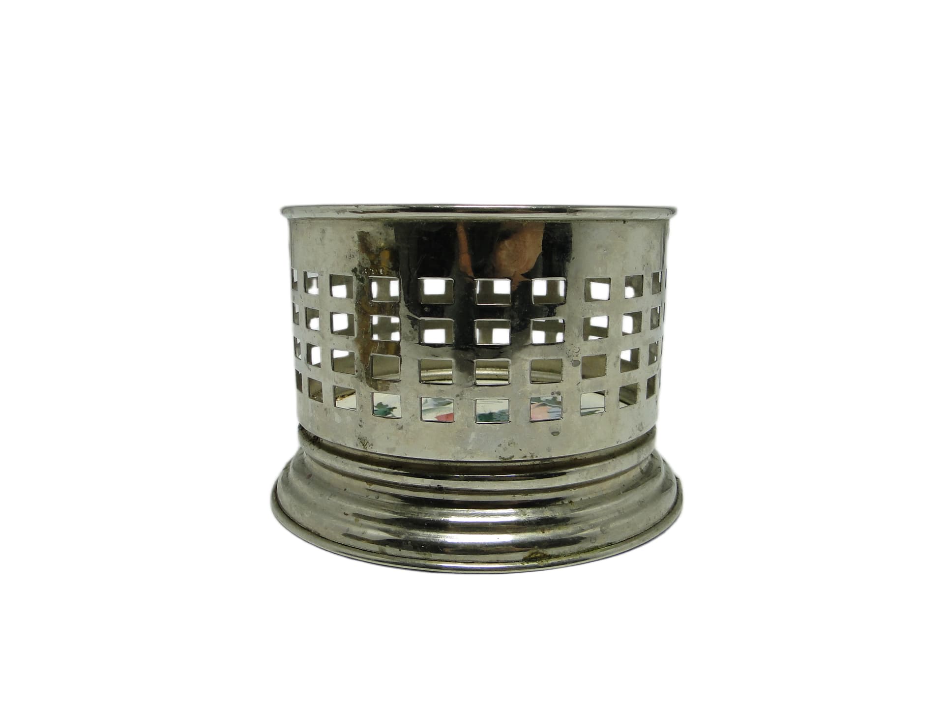 Podstawa pod butelkę, modernizm, mosiądz srebrzony, Austria, początek XX w.